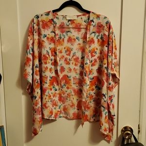 Floral print open blouse